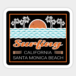 Surfing California Santa Monica Sticker